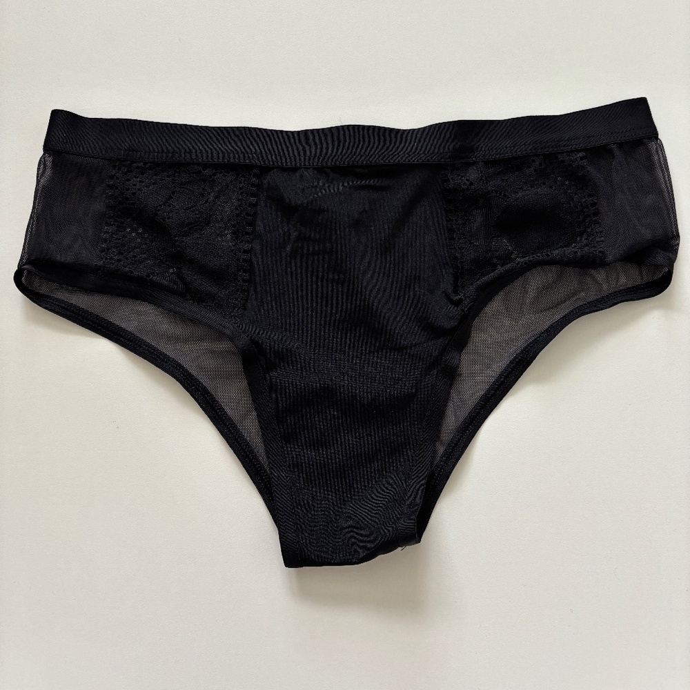 Aerie Black Cheeky Boy Short Lace Panties